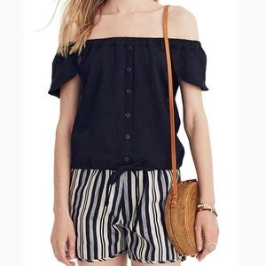 Madewell Texture & Thread off the shoulder black shirt